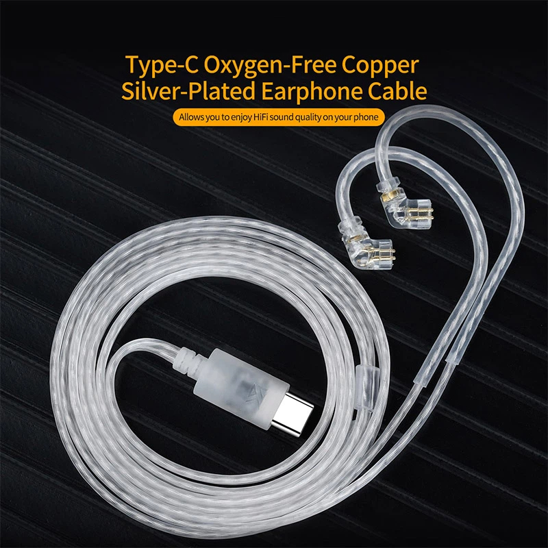 Type C Wired Earphones With Mic - KZ 이어폰 케이블 OFC 은도금 업그레이드
