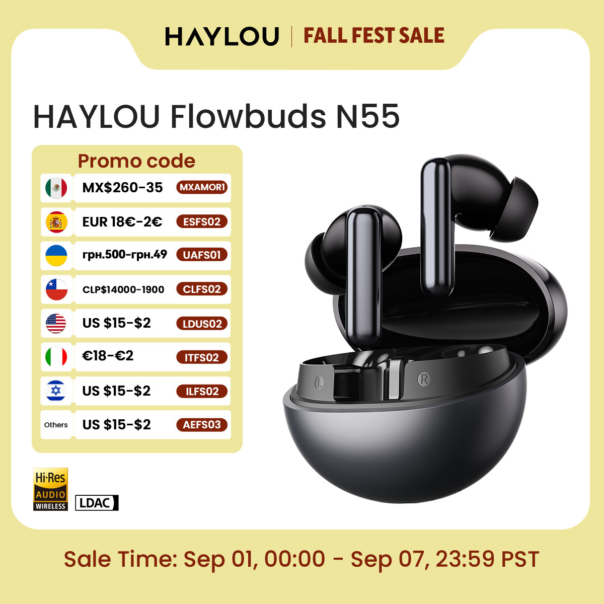 Type C Wired Earphones With Mic - HAYLOU Flowbuds N55 무선 이어버드 54dB