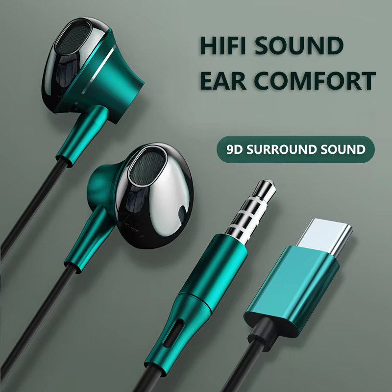 Type C Wired Earphones With Mic - 9D 베이스 스테레오 타입 C 및