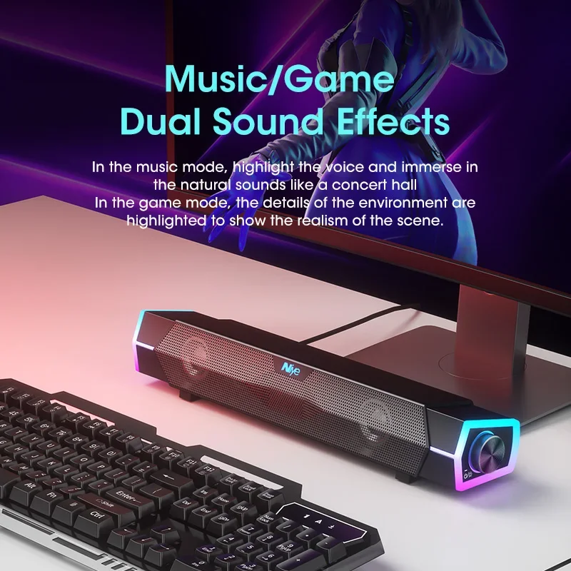 4D 스테레오 사운드 바 PC 스피커 서라운드 사운드  - Rgb Computer Soundbar For Pc 리뷰 및 가격