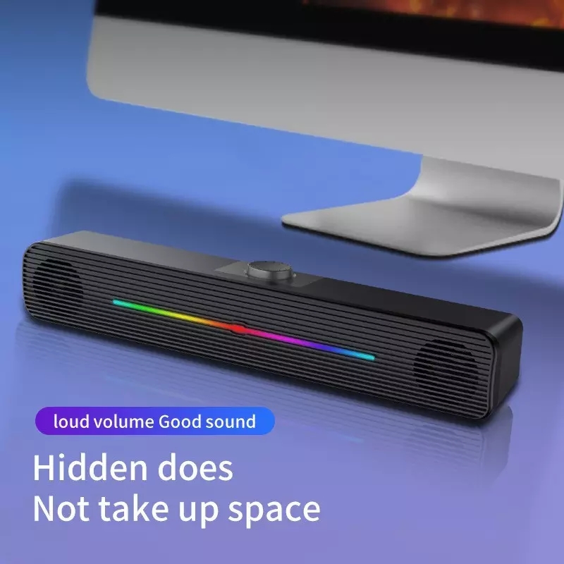 E-1407 도매 RGB 조명 무선 스피커 AUX 지원 - Rgb Computer Soundbar For Pc 리뷰 및 가격