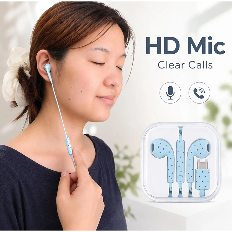 타입 C 이어폰 폴카 도트 스타 패턴 인이어 유선 이어 - Type C Wired Earphones With Mic 리뷰 및 가격
