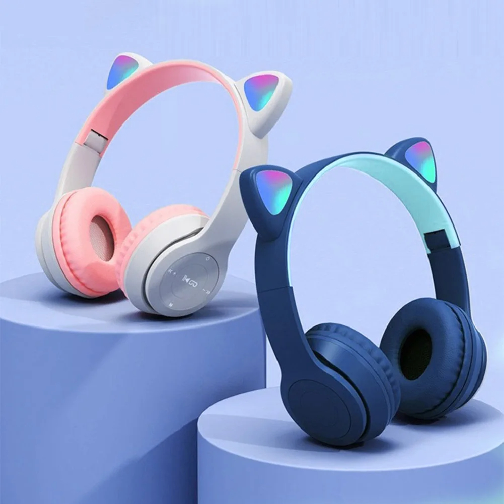귀여운 고양이 귀 무선 헤드폰 RGB LED 조명 어린 - Cat Ear Bluetooth Headset Led 리뷰 및 가격