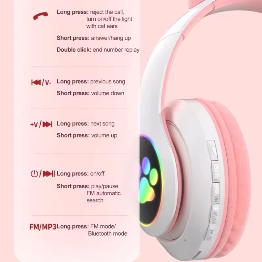 귀여운 고양이 귀 블루투스 호환 헤드셋 LED 무선 헤 - Cat Ear Bluetooth Headset Led 리뷰 및 가격