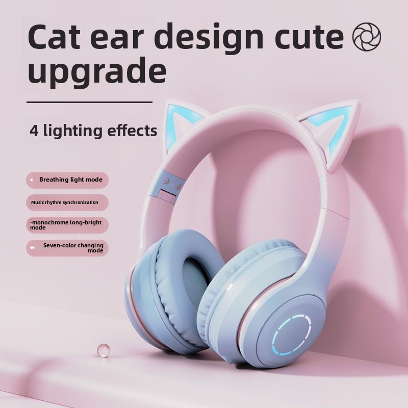 신제품 베스트셀러 RGB 헤드마운트 블루투스 헤드폰 그 - Cat Ear Bluetooth Headset Led 리뷰 및 가격