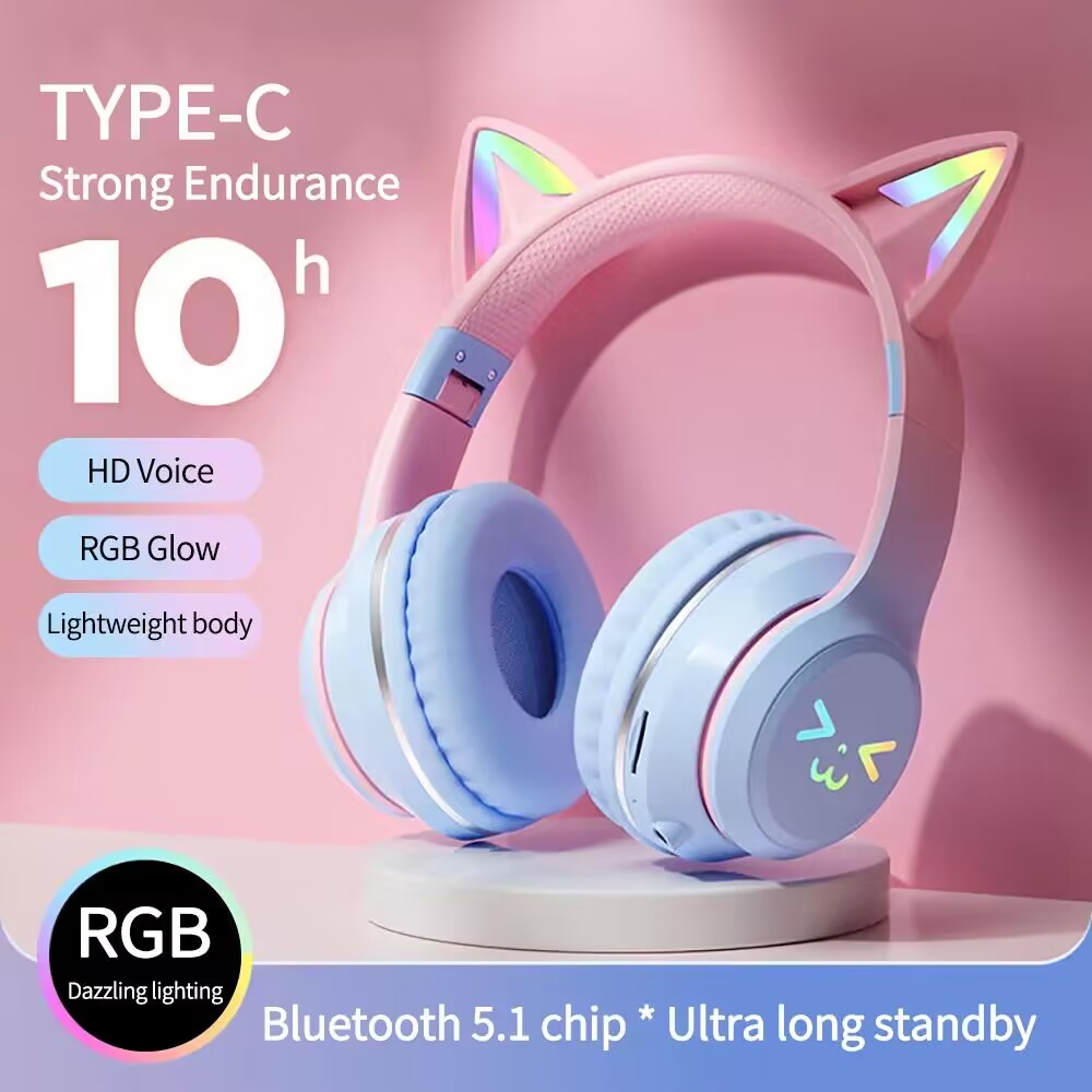 RGB 글로우 이어폰 무선 이어 버드 5.3 고양이 귀 - Gaming Headset With Mic Rgb 리뷰 및 가격