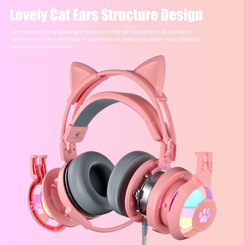 귀여운 고양이 귀 게임용 헤드폰, 마이크 포함, 소음  - Gaming Headset With Mic Rgb 리뷰 및 가격