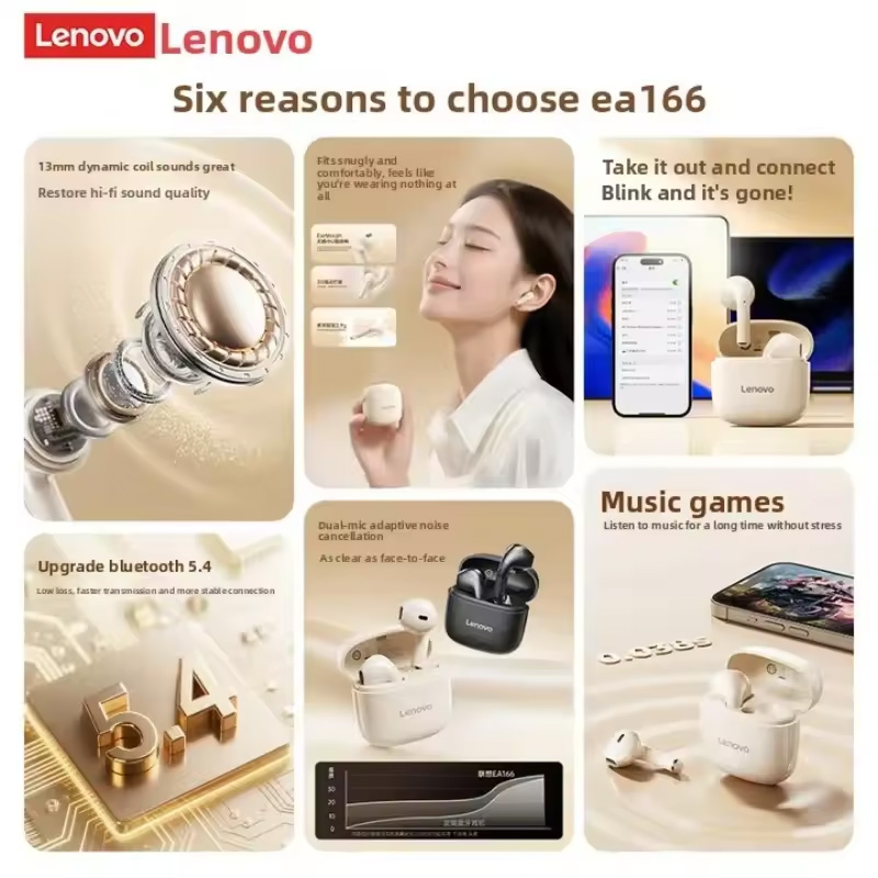 레노버 EA166 블루투스 무선 헤드폰 내장 마이크 충 - Anc Wireless Over Ear Headphones 리뷰 및 가격