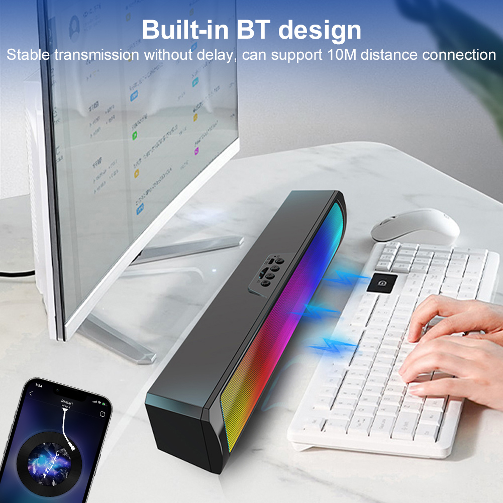 휴대용 컴퓨터 사운드 바 스피커 RGB 블루투스 호환  - Rgb Computer Soundbar For Pc 리뷰 및 가격